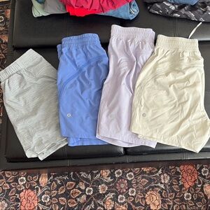 Lululemon Pastel Athletic Shorts Bundle - Blue, Lavender, Cream, Gray
